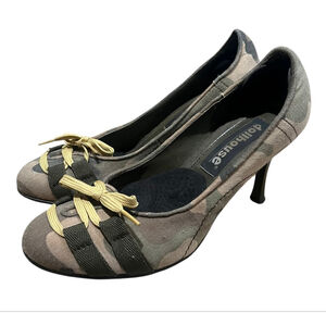 Dollhouse Jessica Camouflage Lace Up High Heels Pumps Size 7.5 Military Green